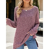 halpa Naisten Yksinkertaiset Paidat-Naisten Pusero Yhtenäinen väri Tyylikäs Vapaa-aika Pitkähihainen Tiukka pyöreä kaula-aukko Tavalliset topit Päivittäin Rypytetty Ruohonvihreä Musta Punastuvan vaaleanpunainen Viini Sininen Kevät