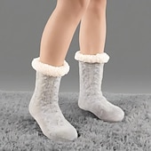 levne Domácí pantofle-Zimní silné chlupaté podlahové ponožky, protiskluzové teplé vnitřní pantofle pro muže a ženy, útulné flanelové domácí ponožky do poloviny lýtek