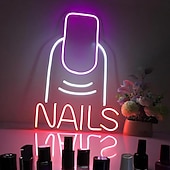 Недорогие Декоративные огни-1 шт., розовый светильник для ногтей в виде букв для девочек, неоновый декоративный настенный светильник для салона красоты, светильник для спальни, USB-питание, регулируемая яркость