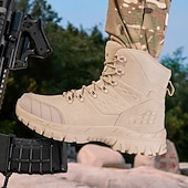 abordables Bottes de randonnée-Bottes de randonnée d&#039;extérieur beiges pour hommes avec semelle en caoutchouc antidérapante et construction respirante, bottes tactiques légères pour la randonnée, le camping et le port quotidien