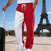 economico Gamba Dritta-Per uomo Pantaloni da tuta Pantaloni Pantaloni della tuta a gamba dritta Coulisse Tasca Elastico in vita Blocco di colori Comodità Sport all'Aperto Quotidiano Moda Casual Nero Rosso Micro-elastico