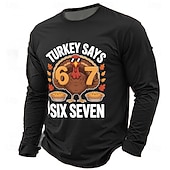  Erntedank Herren Türkei Lustiger Slang T Shirt Langarm T-Shirt 3D-Druck Rundhalsausschnitt Hemd Täglich Designer Straße Lässig Blau Schwarz Rote Sommer Frühling Herbst Bekleidung S M L XL XXL XXXL