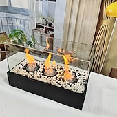 levne kempingové vybavení-skleněný velký stolní krb přenosný ohniště s miskou na oheň, čisté hoření bioetanolu, bezodvětrávací krb pro vnitřní i venkovní terase, párty