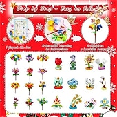 Недорогие Адвент-календарь-Адвент-календарь, цветочные букеты, строительные блоки для детей, 24-дневный рождественский подарочный календарь с 24 красочными цветочными букетами, сделанными из строительных блоков, рождественский