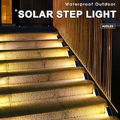 Недорогие Подсветки дорожки и фонарики-Светильники для лестниц на солнечных батареях, уличные светильники для лестниц, водонепроницаемые, с автоматическим включением/выключением - теплый белый свет 3000 К для ступеней, лестниц, террас,