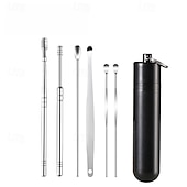 cheap Personal Care &amp; Health-6pcs Stainless Steel Ear Wax Removal Tool Set Spiral Rotating EarPicking Spoon Ear Picker Spoon For Cleaning Collecting Ear Wax