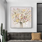 levne Květinové či botanické obrazy-Ručně vyráběné olejomalby z lahví s květinami na plátně, nástěnná dekorace, moderní abstraktní obraz pro domácí dekoraci, rolovaný bezrámový, nenatažený obraz