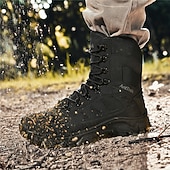 お買い得  ハイキングブーツ-通気性のあるメッシュパネルと頑丈なソールを備えたメンズライトブラウンのタクティカルコンバットブーツ。ハイキング、ハンティング、サバイバルトレーニングに最適な耐久性のあるミリタリースタイルのフットウェア。