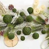 baratos Ornamentos-Conjunto de 46 enfeites de Natal em veludo para árvore de Natal, com bolas flocadas e inquebráveis, com laço para decoração natalina. Disponível em 3 tamanhos: 4/6/8 cm.