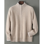 preiswerte Wollpullover für Herren-Hochwertiger Herrenpullover aus reiner Wolle und Kaschmir mit Viertelreißverschluss, klassischer Strickpullover, weich, warm und atmungsaktiv.