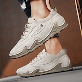 billige Ankelstøvler-Hvite, lette herresneakers med polstret såle og pustende design, komfortable, avslappede tursko for løping, trening og reiser