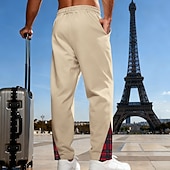 Herre Joggebukser Bukser Snorer Lomme Elastisk midje Ruter Komfort Sport & Utendørs Daglig Mote Fritid Svart Hvit Mikroelastisk billige Rett ben-Herre Joggebukser Bukser Snorer Lomme Elastisk midje Ruter Komfort Sport & Utendørs Daglig Mote Fritid Svart Hvit Mikroelastisk