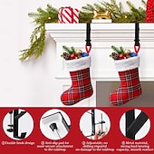 olcso Harisnyák és tartók-4 db hosszú harisnyatartó karácsonyi dekorációhoz – 2 az 1-ben kandallópárkány és koszorútartó, állítható fém akasztók harisnyák felakasztásához, fúrás nélkül, ünnepi otthoni kiegészítő