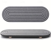 abordables Utensilios de cocina y gadgets-Bandeja de piedra absorbente para encimeras de cocina y baño: escurridor de fregadero de secado rápido con patas de madera, superficie de lufa natural, organizador de desagüe multiusos, artículo