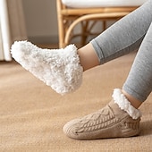 cheap Men's Socks-Men's 1 Pair Socks Sherpa Lined Socks Casual Socks Winter Socks Black Wine Color Plain Vacation Daily Knitted Warm Winter Fashion Casual