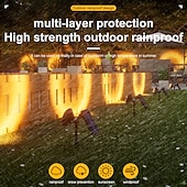 abordables Luces de paisaje-Luces solares para árboles, focos exteriores, apliques impermeables para exteriores, iluminación de patios y jardines, luces solares de atardecer, luces navideñas para el hogar, patio, garaje, césped