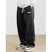 ieftine Picior drept-Bărbați Pantaloni Pantaloni Corduroy Pantaloni largi Pantaloni casual Pantaloni de sport cu picior drept Cordon Talie elastică Culoare solidă Confort Lungime totală Zilnic Casă În aer liber Modă Șic