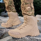 abordables Bottes de randonnée-Bottes de randonnée d&#039;extérieur beiges pour hommes avec semelle en caoutchouc antidérapante et construction respirante, bottes tactiques légères pour la randonnée, le camping et le port quotidien