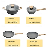 お買い得  キッチンセット-9/10ピースのノンスティックソースパン、ガラス蓋、フライパンセット。耐久性がありお手入れが簡単で、すべてのコンロに適しています。