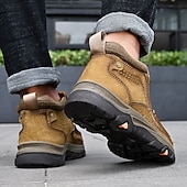 tanie Botki-brązowe, wsuwane buty męskie ze skóry ekologicznej – wygodne i wytrzymałe, z amortyzowaną wkładką, idealne do noszenia na co dzień, aktywności na świeżym powietrzu i codziennego użytku