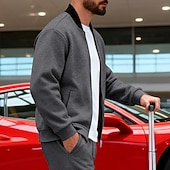 baratos Jaquetas Casuais-Homens jaqueta leve Jaqueta casual Férias Diário Respirável Bolsos Primavera Outono Bloco de cor Moda Clássico Colarinho Chinês Padrão Preto Amarelo Vermelho Azul Marinha Azul Royal Casaco