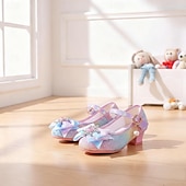 preiswerte Prinzessinnenschuhe für Kinder-Glitzernde Mary-Jane-Schuhe für Mädchen mit Schleife und Kristallverzierungen – verstellbarer Riemen, in Rosa und Blau erhältlich