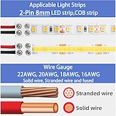 זול אביזרי לד-חבילה של 10 מחברי לד, 2 פינים, 8 מ"מ, 10 מ"מ, מחבר תאורת לד ללא הלחמה, מחברי תאורת רצועת לד לבנים עם מברג, מחברים מאריכים לרצועה עבור רצועת לד בצבע יחיד, 5 וולט, 12 וולט, 24 וולט