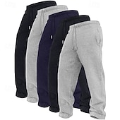 preiswerte Gerade Bein-5 Stück Herren-Jogginghose mit geradem Bein, Fleece-Hose, Freizeithose, Kordelzug, elastischer Bund, Mehrfachpackung, einfarbig, bequem, volle Länge, Outdoor, Reisen, Alltag, Urlaub, Mode