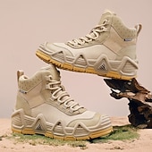 baratos Botas de caminhada-calçados esportivos masculinos bege de cano alto - botas táticas de caminhada duráveis para aventuras ao ar livre