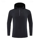 billiga Löpar-T-shirts och linnen-Herr Solid färg T-shirt för jogging Gymtröja Sport topp Höst vinter Huva Långärmad Fritids- Mjuk Andningsfunktion Gym Camping Löpning Träna Yoga Svart Vit Röd Sportkläder Sportkläder