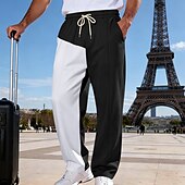 economico Gamba Dritta-Per uomo Pantaloni da tuta Pantaloni Pantaloni della tuta a gamba dritta Coulisse Tasca Elastico in vita Blocco di colori Comodità Sport all'Aperto Quotidiano Moda Casual Nero Rosso Micro-elastico