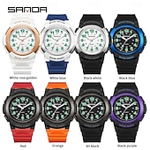 abordables Montres à quartz-Montre à quartz pour femmes et hommes SANDA grand cadran montre de sport à la mode montre lumineuse étanche en silicone