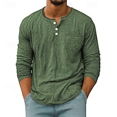 Herren T Shirt Henley Hemd T-Shirt Langarmshirt Langarm Henley Frühling Herbst Einfach Mode Designer Basic Taschen Urlaub Straße Ausgehen Schwarz Weiß Rote Top T-Shirt für Herren preiswerte Lässige T-Shirts für Herren-Herren T Shirt Henley Hemd T-Shirt Langarmshirt Langarm Henley Frühling Herbst Einfach Mode Designer Basic Taschen Urlaub Straße Ausgehen Schwarz Weiß Rote Top T-Shirt für Herren