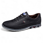 baratos Sapatos Casuais com Cadarço-Tênis masculino preto de couro sintético com forro de pele macia e sola antiderrapante, calçado casual quente para caminhadas no inverno, viagens ao ar livre e uso diário