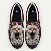  Men's Christmas Santa Face Slip-On Shoes – Festive 3D Santa Design, Comfortable Casual Style, Perfect for Christmas Parties & Holiday Gatherings