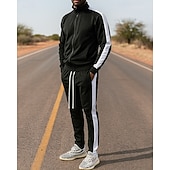 voordelige Trainingspakken-Voor heren Trainingspak Joggingpak Trainingspaksets Volledige ritssluiting Kleurenblok Sportoutfits Herfst winter Zwart Geel Voor buiten Reizen Sportief Warm Lange mouw Sport Sportkleding