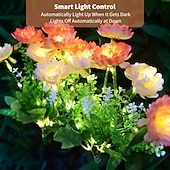 abordables Éclairage au sol-Lampes solaires de jardin, lampe solaire décorative extérieure étanche en forme de fleur, pour jardin, cour, patio, pelouse, décoration extérieure de Noël ou d'Halloween, cadeaux idéaux pour la fête