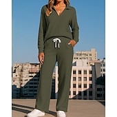 cheap Tracksuits-Women's Tracksuit Sweatpants Sportswear Solid Colored Clothing Suit Fall Black White Outdoor Travel Sports High Waist Long Sleeve Sport Activewear Micro-elastic Regular Fit