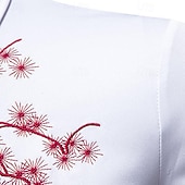 Férfi Ing Gombos póló Hímzett ing Virágos Előírásos Esküvő Fekete Fehér Hosszú ujj Hajtóka Nyár Tavasz Ruházat Hímzett olcso Férfi ingek-Férfi Ing Gombos póló Hímzett ing Virágos Előírásos Esküvő Fekete Fehér Hosszú ujj Hajtóka Nyár Tavasz Ruházat Hímzett