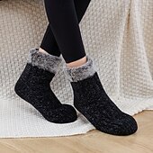 halpa Kotitossut-Pörröiset tohvelisukat naisille ja miehille, paksut fleecevuoratut liukumattomat lattiasukat kahvoilla, mukavat ja lämpimät talvisukat kotiin