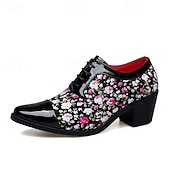 abordables Chaussures Déclaration-Chaussures à talons hauts noires à motif floral pour homme – Design élégant et tendance, parfaites pour les événements formels, les tenues tendance et les sorties en soirée