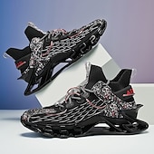 baratos Tênis de Corrida Masculinos-Tênis de corrida futuristas azuis masculinos com cabedal em malha e sola com absorção de impacto, calçados esportivos leves para esportes, academia e moda streetwear