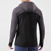 tanie Kurtki biegowe-Męskie Kolorowy blok Kurtka sportowa Jesień / Zima Kaptur Długi rękaw Athleisure Ochrona przed słońcem Lekki Siłownia Piesze wycieczki Bieganie Trening Joga Czarny Niebieski Ciemnoniebieski Odzie