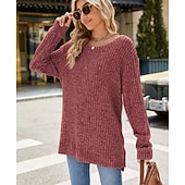 halpa Naisten Yksinkertaiset Paidat-Naisten Pusero Yhtenäinen väri Tyylikäs Vapaa-aika Pitkähihainen Tiukka pyöreä kaula-aukko Tavalliset topit Päivittäin Rypytetty Ruohonvihreä Musta Punastuvan vaaleanpunainen Viini Sininen Kevät