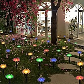 abordables Éclairage au sol-Lot de 10 ou 20 lampes solaires LED en forme de tournesol pour cour, rue, paysage, ambiance, éclairage de chemin, pelouse, enterrées, 1 pièce