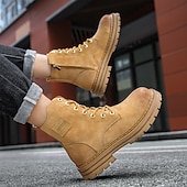 economico Stivali da lavoro-Per uomo Stivali Stivali da Lavoro Camminata Vintage Quotidiano PU Aumento Altezza Confortevole Stivali a Metà Polpaccio Allacciatura Tessuto almond Nero Giallo Autunno Inverno