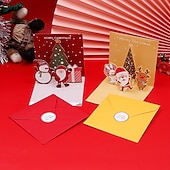olcso Ajándékcsomagolás-6 db-os 3D-s karácsonyi üdvözlőkártya-készlet, kreatív ünnepi kártyák szentestei üzenetekhez, összecsukható ünnepi kártyakészlet, tökéletes ajándéknak és ünnepi üdvözlőlapnak