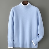 preiswerte Wollpullover für Herren-Hochwertiger Herrenpullover aus reiner Wolle und Kaschmir mit Rundhalsausschnitt, klassischer Strickpullover, weich, warm und atmungsaktiv.