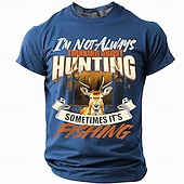 voordelige Hobby T-shirts-Voor heren Hert T-shirt Korte mouw T-shirt 3D-afdrukken Strakke ronde hals Overhemd Modieus Dagelijks Dagelijks Straat Jagen blauw Zwart Groen Zomer Lente Kleding S M L XL XXL XXXL