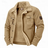 abordables Vestes en Suède Synthétique-Homme Veste en faux suède Veste en Polaire Veste Cargo Formel Maison Tactique Avec Poches Classique Automne Hiver Couleur Unie Actif ancien Col de chemise Régulier Noir Marron Vert Kaki Gris Veste